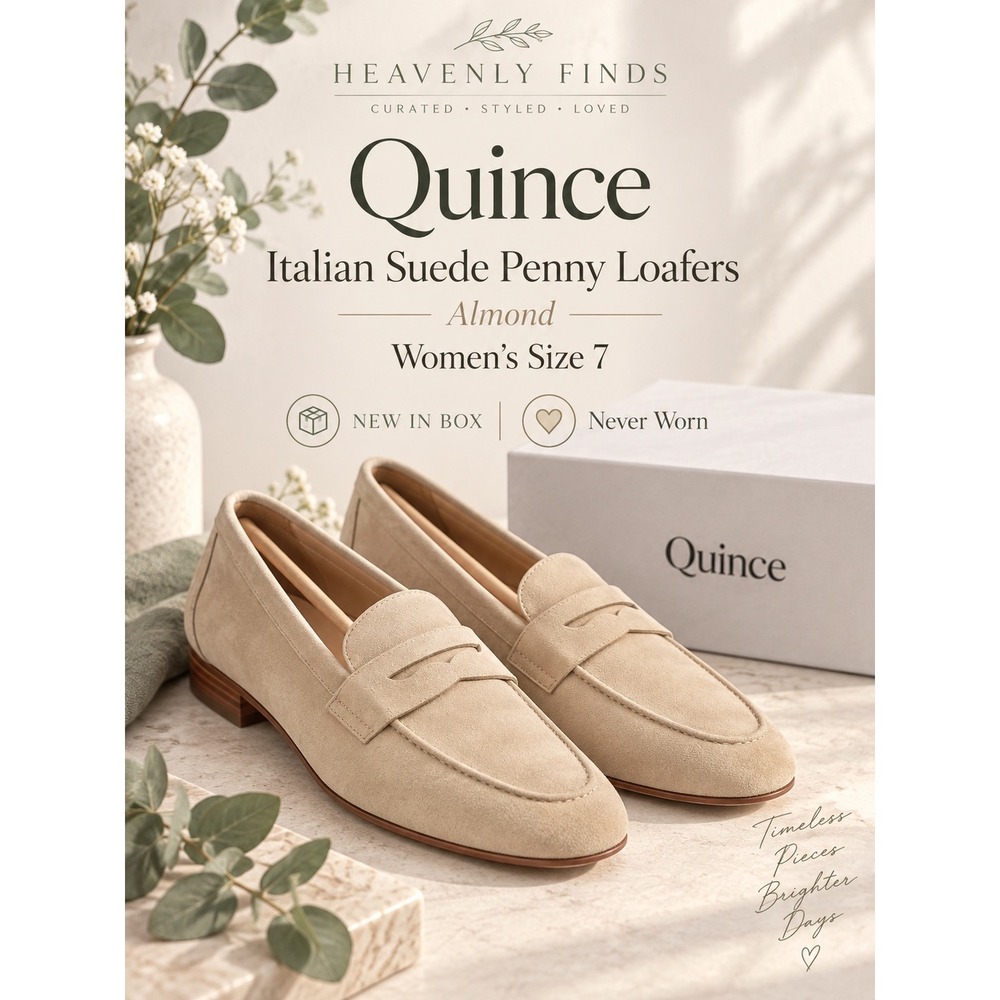 Quince Suede Penny Loafer 7 Almond Leather Flat Classic Professional Excellent
